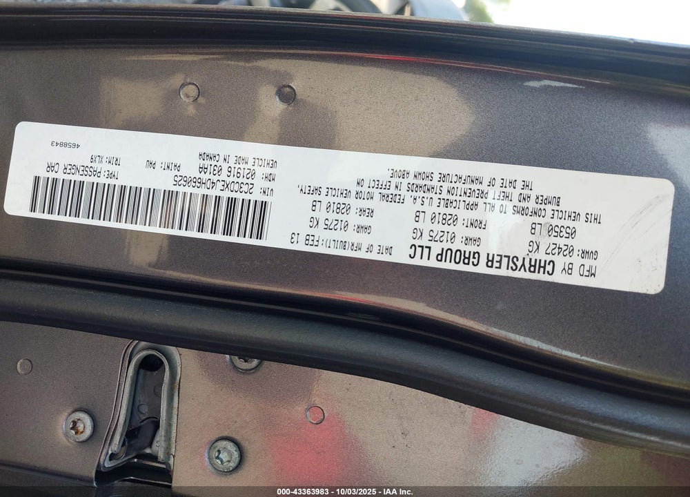 2013 DODGE CHARGER SRT8 VIN: 2C3CDXEJ4DH660625