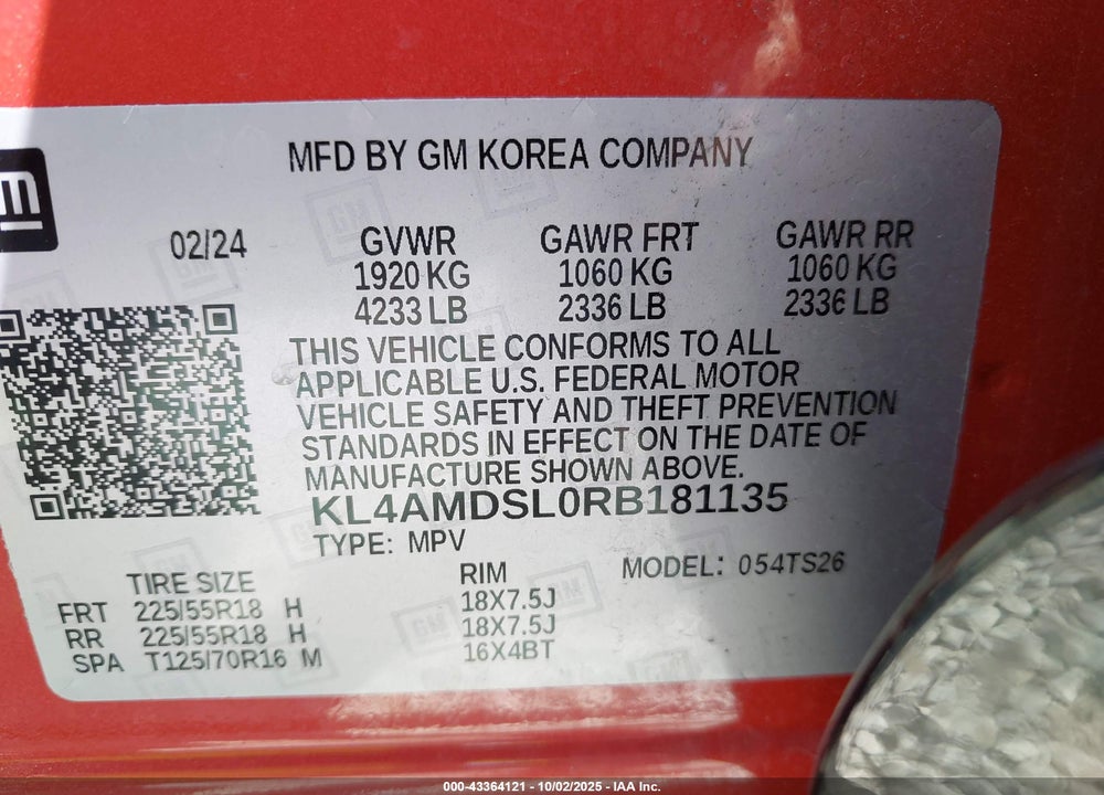 2024 BUICK ENCORE GX VIN: KL4AMDSL0RB181135