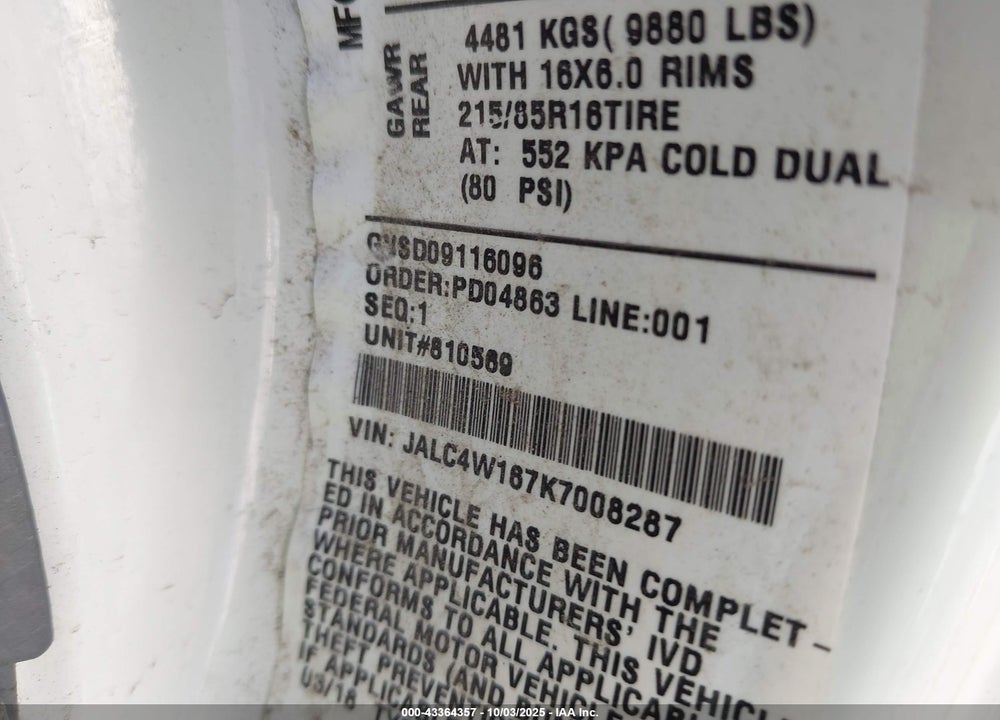 2019 ISUZU NPR HD VIN: JALC4W167K7008287