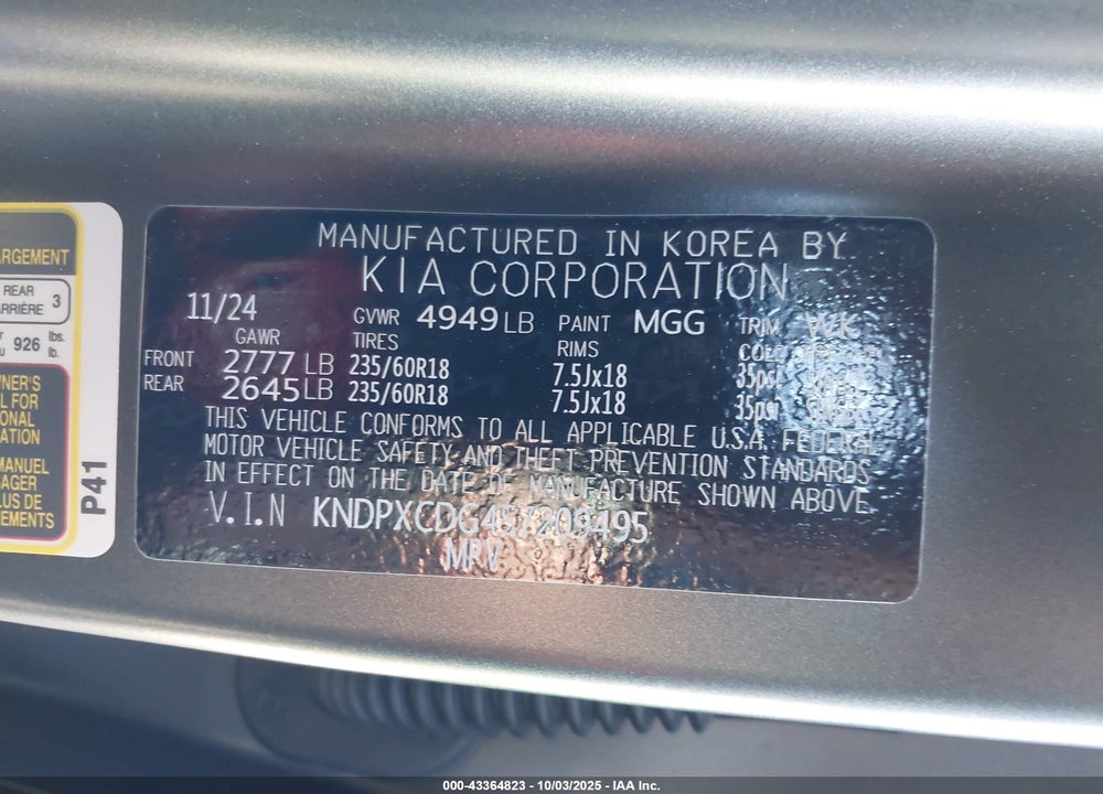 2025 KIA SPORTAGE HYBRID SX-PRESTIGE VIN: KNDPXCDG4S7209495