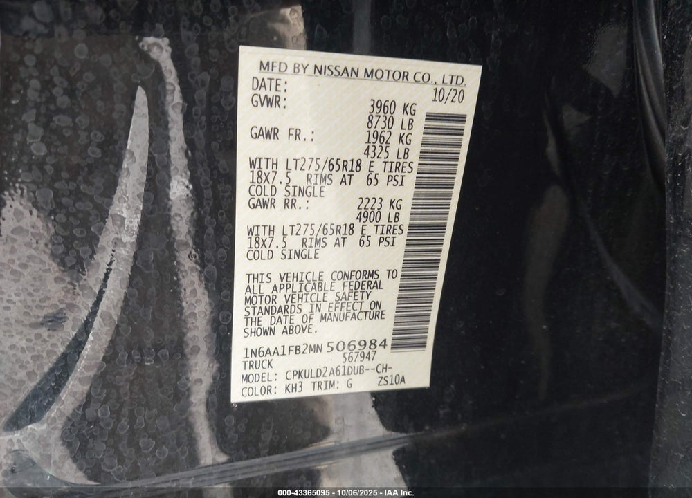 2021 NISSAN TITAN XD PRO-4X 4X4 VIN: 1N6AA1FB2MN506984