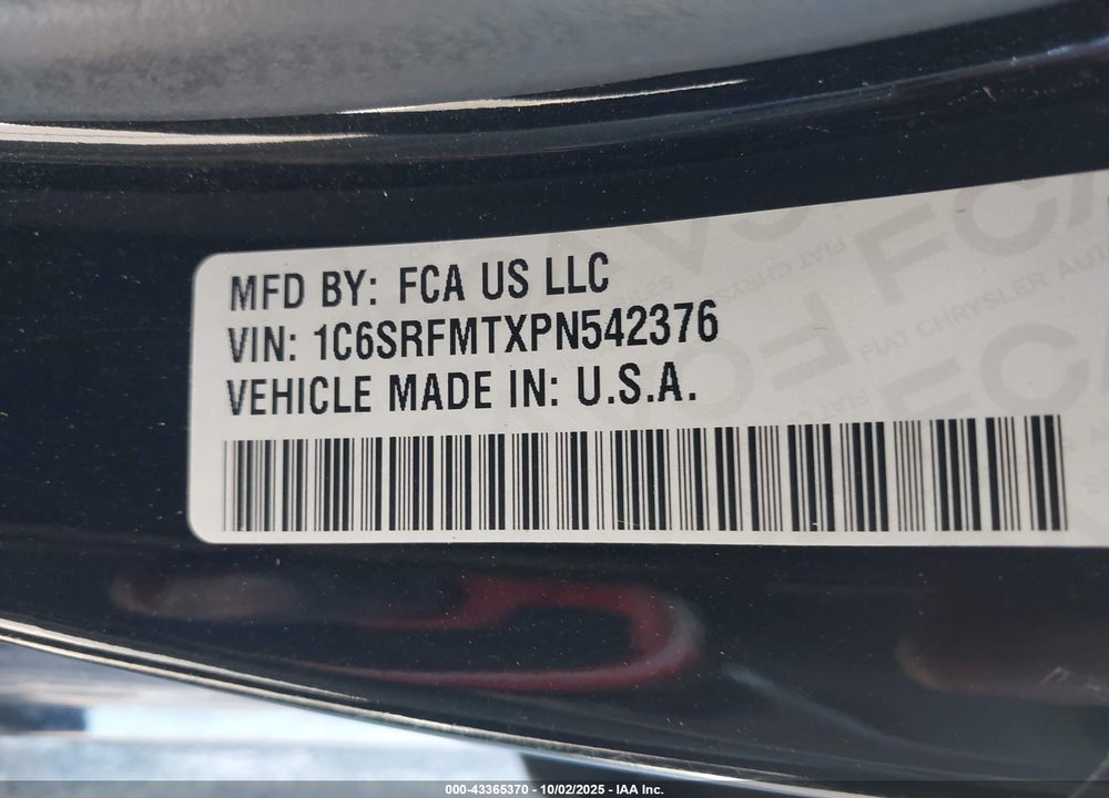 2023 RAM 1500 VIN: 1C6SRFMTXPN542376