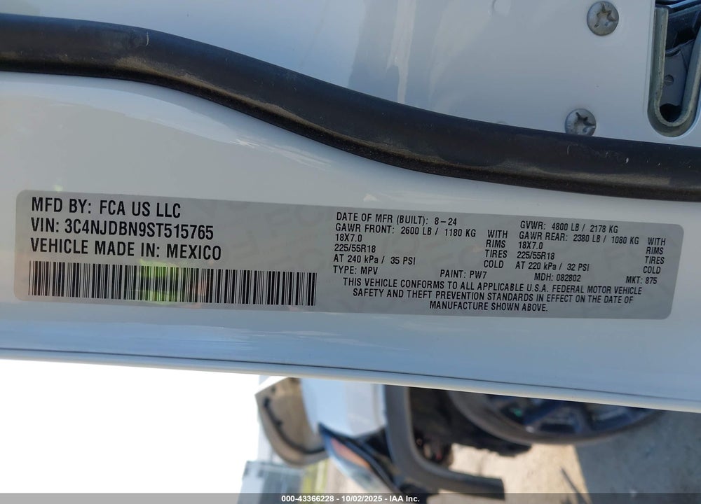 2025 JEEP COMPASS VIN: 3C4NJDBN9ST515765