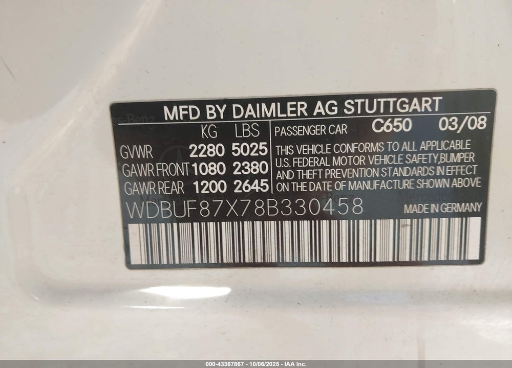 2008 MERCEDES-BENZ E 350 4MATIC VIN: WDBUF87X78B330458