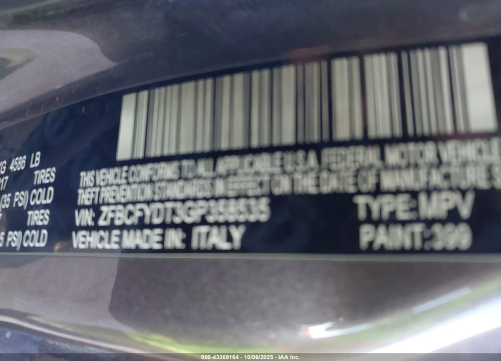 2016 FIAT 500X LOUNGE VIN: ZFBCFYDT3GP358535
