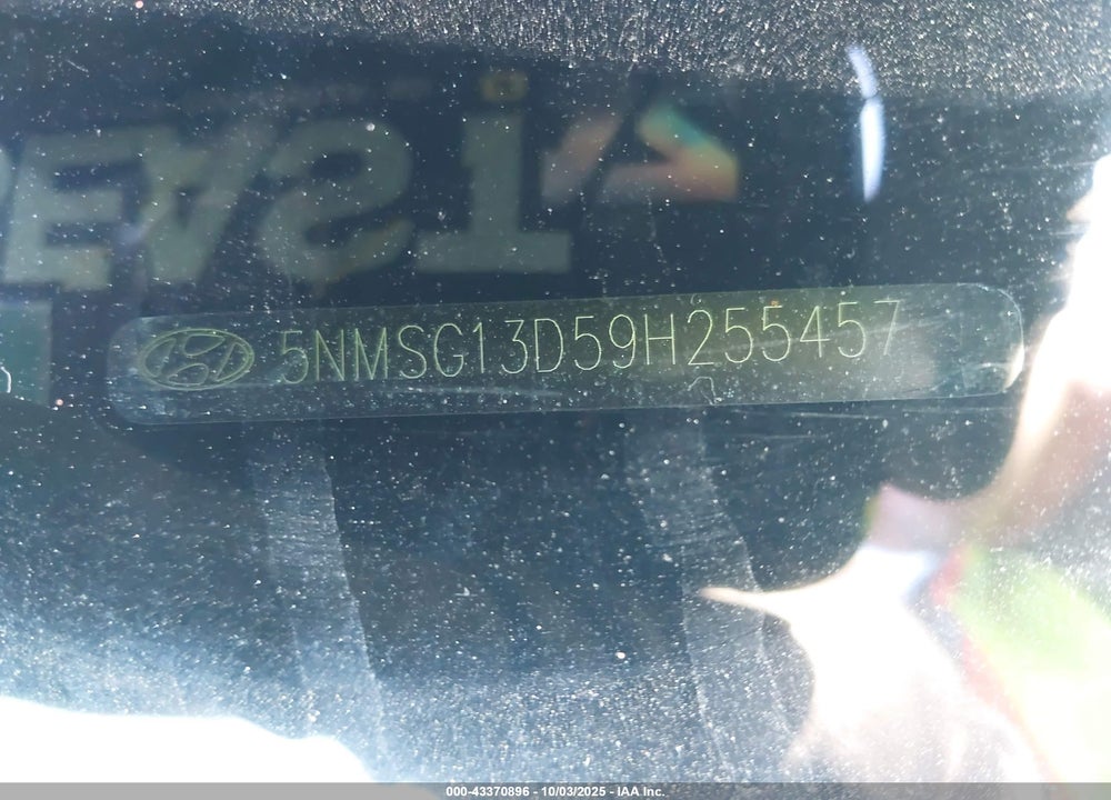 2009 HYUNDAI SANTA FE VIN: 5NMSG13D59H255457