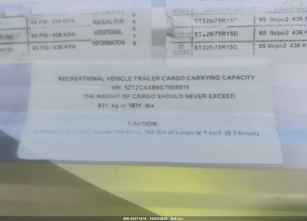 2016 COACHMEN CATALINA VIN: 5ZT2CAXB6GT008916