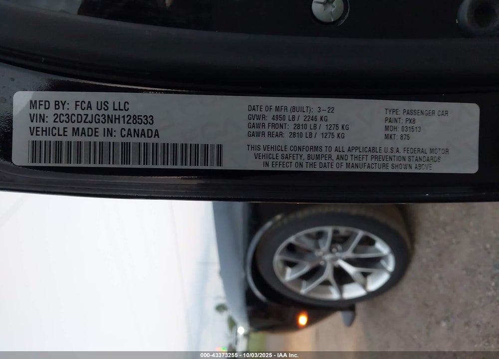 2022 DODGE CHALLENGER GT VIN: 2C3CDZJG3NH128533