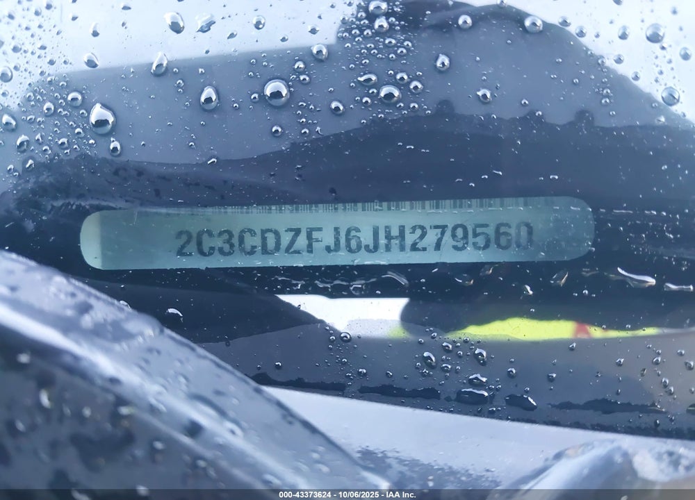 2018 DODGE CHALLENGER VIN: 2C3CDZFJ6JH279560