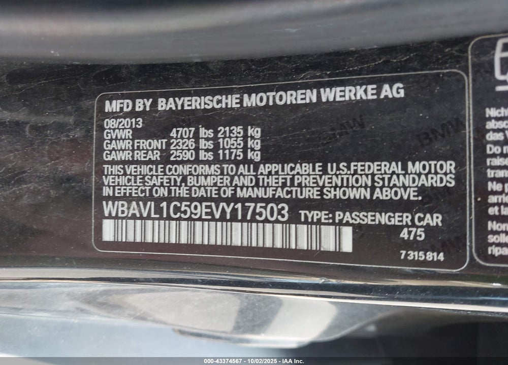 2014 BMW X1 XDRIVE28I VIN: WBAVL1C59EVY17503