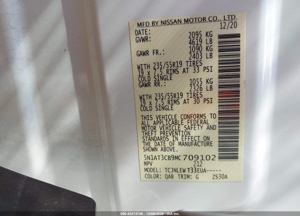 2021 NISSAN ROGUE SL INTELLIGENT AWD VIN: 5N1AT3CB9MC709102