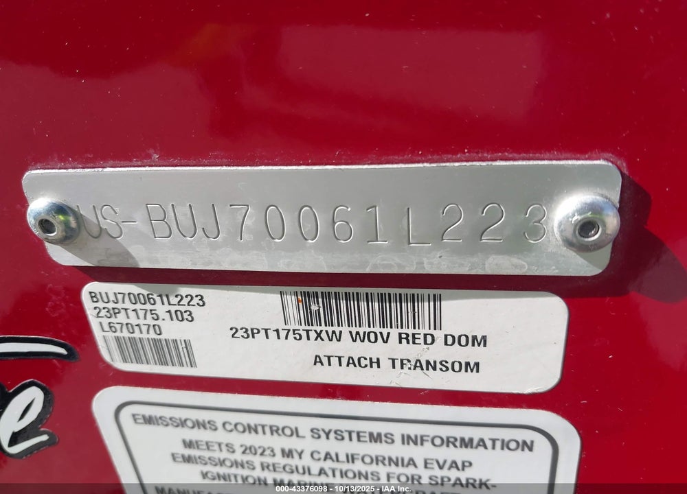 2023 TRACKER OTHER VIN: BUJ70061L223