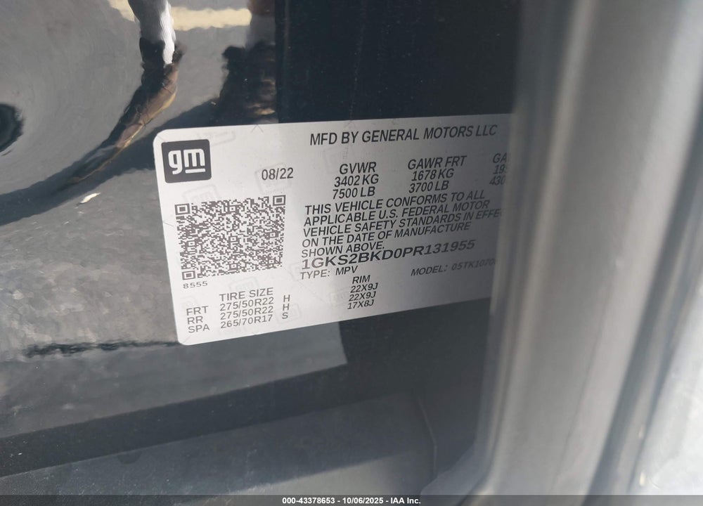 2023 GMC YUKON 4WD SLT VIN: 1GKS2BKD0PR131955