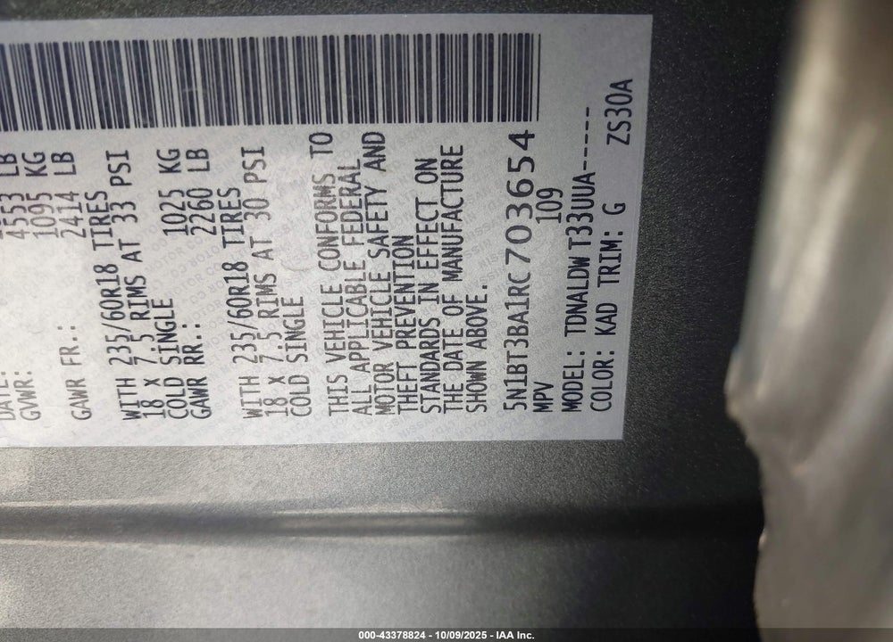 2024 NISSAN ROGUE VIN: 5N1BT3BA1RC703654