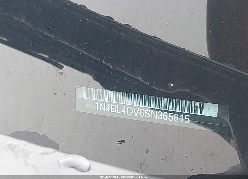 2025 NISSAN ALTIMA VIN: 1N4BL4DV6SN365615