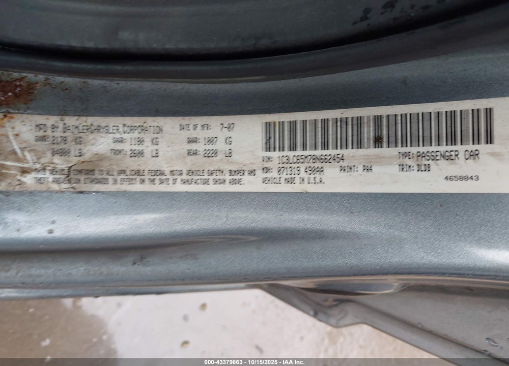 2008 CHRYSLER SEBRING VIN: 1C3LC65M78N662454