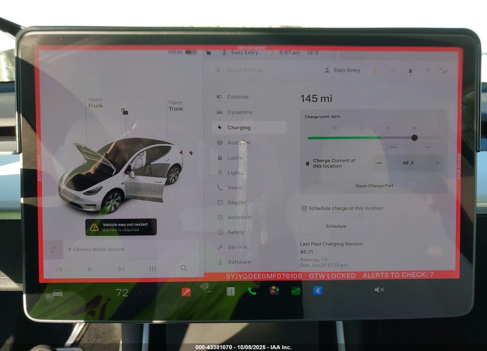 2021 TESLA MODEL Y VIN: 5YJYGDEE0MF076108