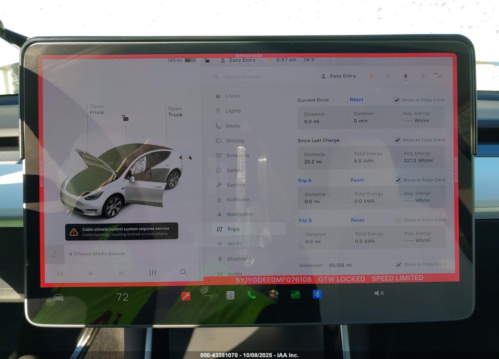 2021 TESLA MODEL Y VIN: 5YJYGDEE0MF076108