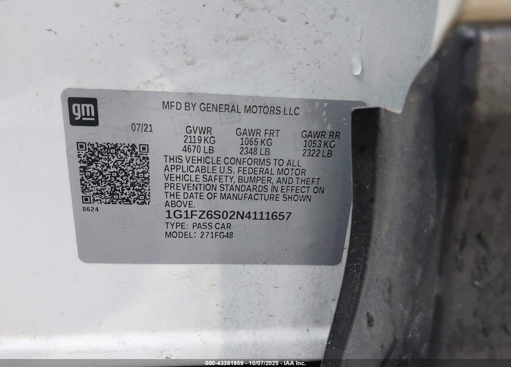 2022 CHEVROLET BOLT EUV FWD PREMIER VIN: 1G1FZ6S02N4111657