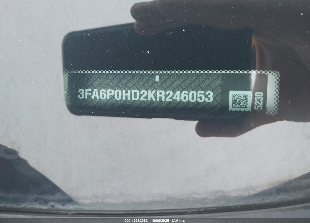 2019 FORD FUSION SE VIN: 3FA6P0HD2KR246053