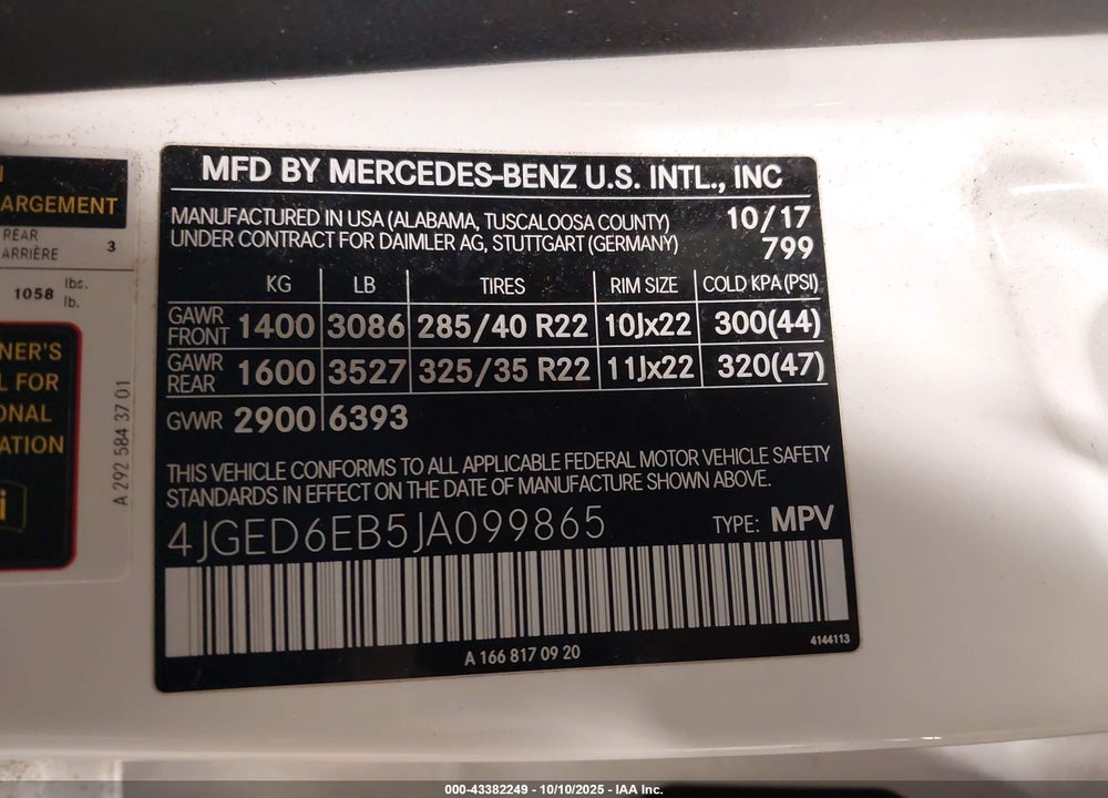2018 MERCEDES-BENZ GLE CLASS VIN: 4JGED6EB5JA099865