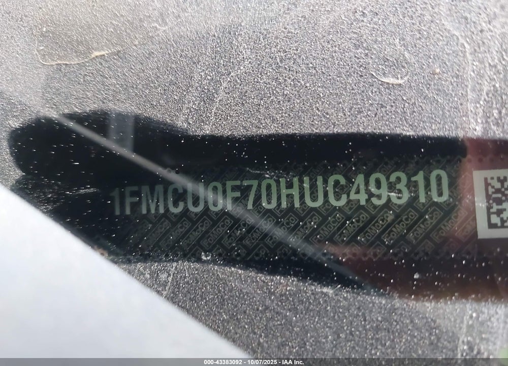 2017 FORD ESCAPE S VIN: 1FMCU0F70HUC49310