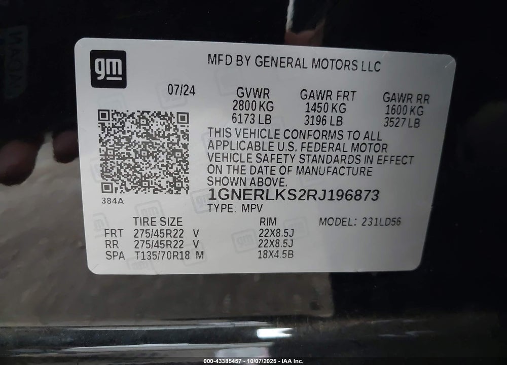 2024 CHEVROLET TRAVERSE VIN: 1GNERLKS2RJ196873