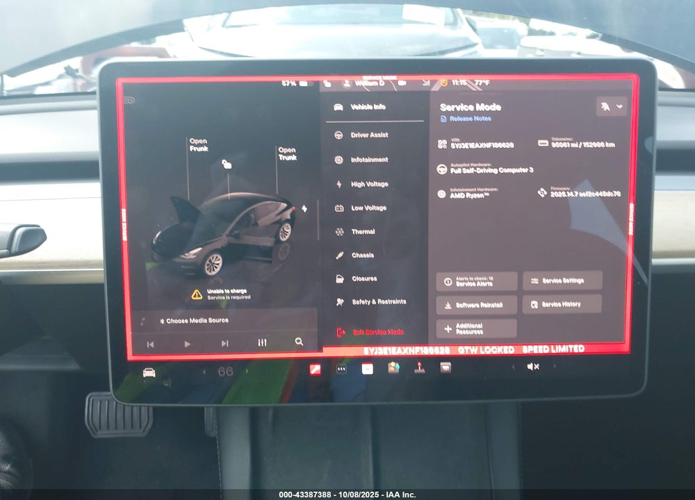 2022 TESLA MODEL 3 REAR-WHEEL DRIVE VIN: 5YJ3E1EAXNF186628