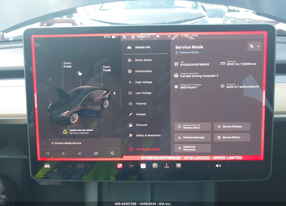 2022 TESLA MODEL 3 REAR-WHEEL DRIVE VIN: 5YJ3E1EAXNF186628