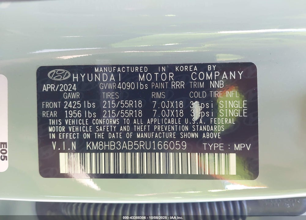 2024 HYUNDAI KONA VIN: KM8HB3AB5RU166059