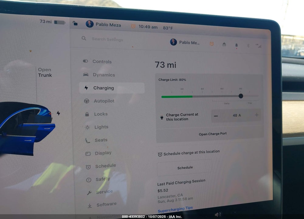 2019 TESLA MODEL 3 LONG RANGE/PERFORMANCE VIN: 5YJ3E1EB7KF365598