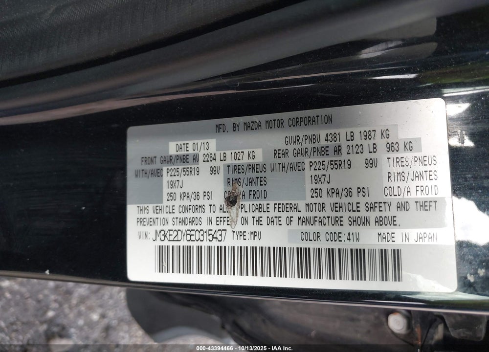 2014 MAZDA CX-5 VIN: JM3KE2DY6E0315437