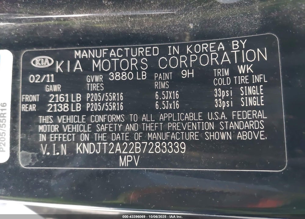 2011 KIA SOUL VIN: KNDJT2A22B7283339