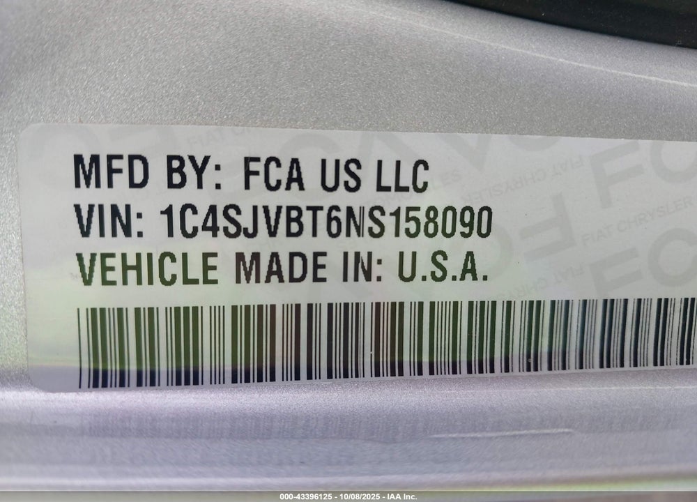 2022 JEEP WAGONEER SERIES II 4X4 VIN: 1C4SJVBT6NS158090