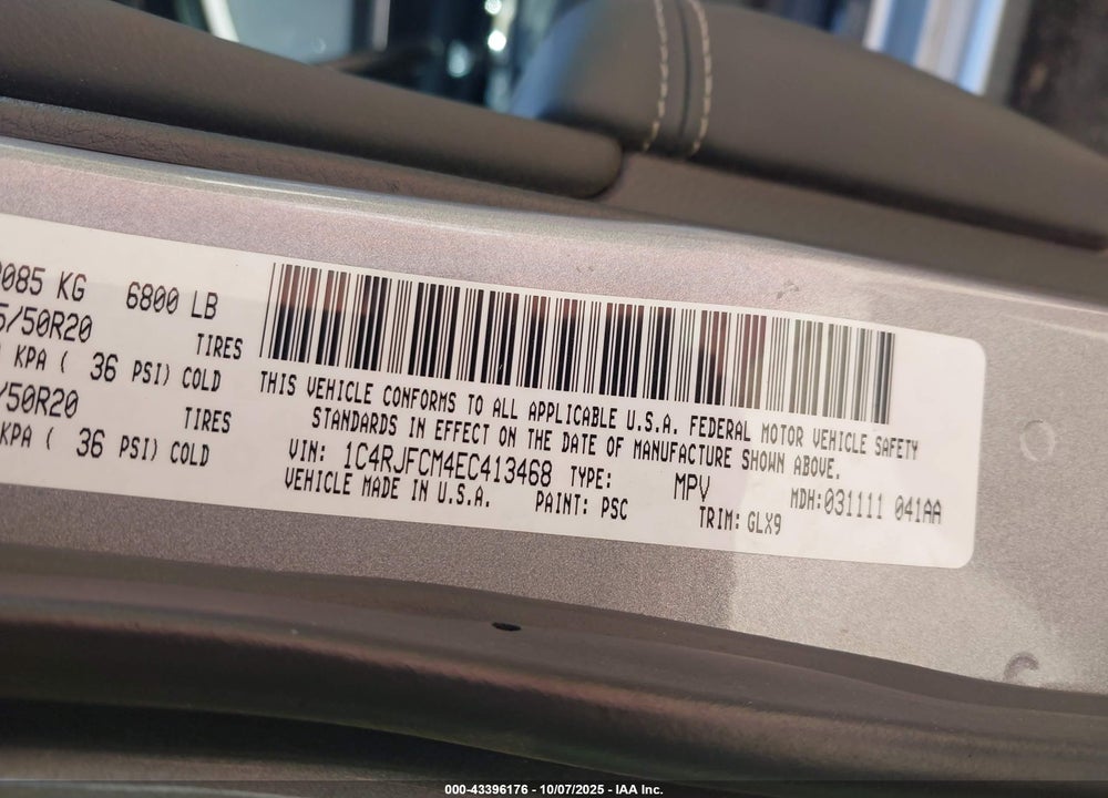 2014 JEEP GRAND CHEROKEE VIN: 1C4RJFCM4EC413468