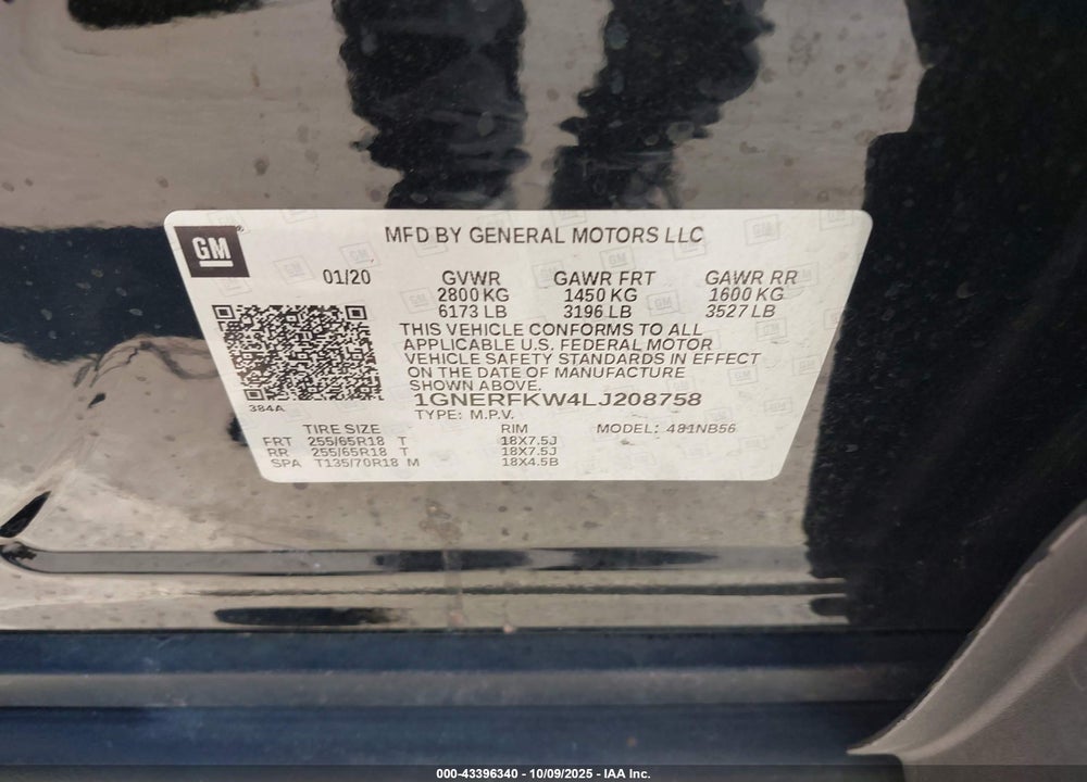 2020 CHEVROLET TRAVERSE FWD LS VIN: 1GNERFKW4LJ208758