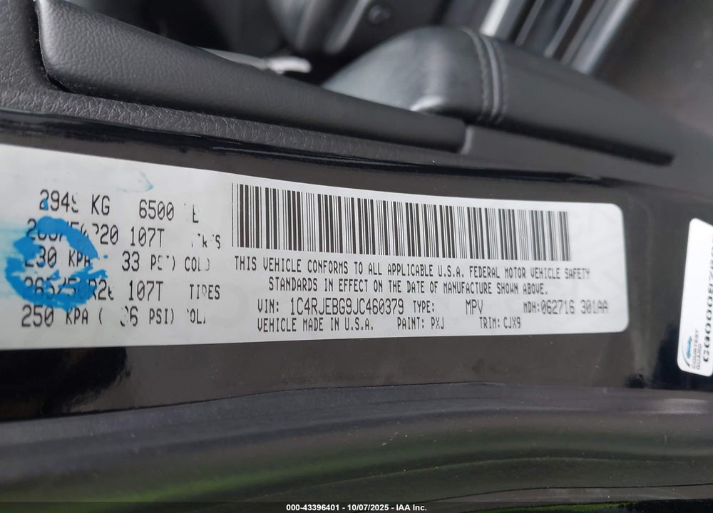 2018 JEEP GRAND CHEROKEE LIMITED 4X2 VIN: 1C4RJEBG9JC460379