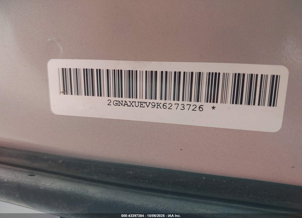 2019 CHEVROLET EQUINOX LT VIN: 2GNAXUEV9K6273726