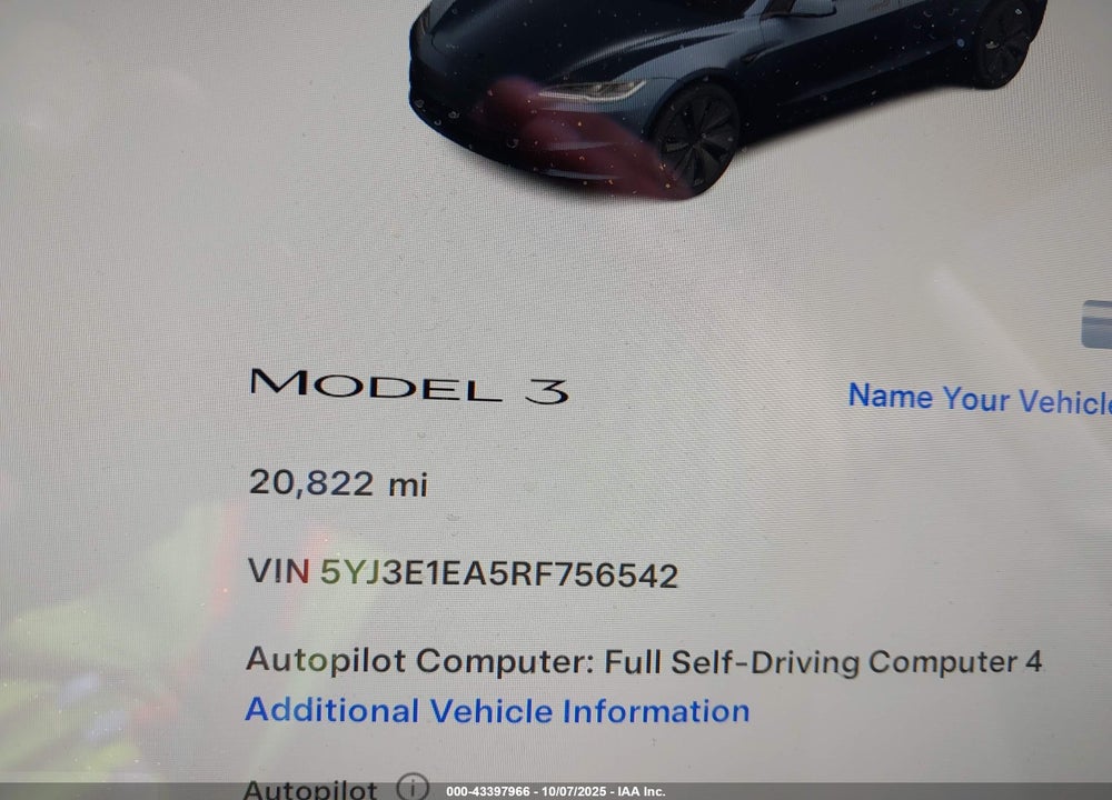 2024 TESLA MODEL 3 LONG RANGE DUAL MOTOR ALL-WHEEL DRIVE/REAR-WHEEL DRIVE VIN: 5YJ3E1EA5RF756542