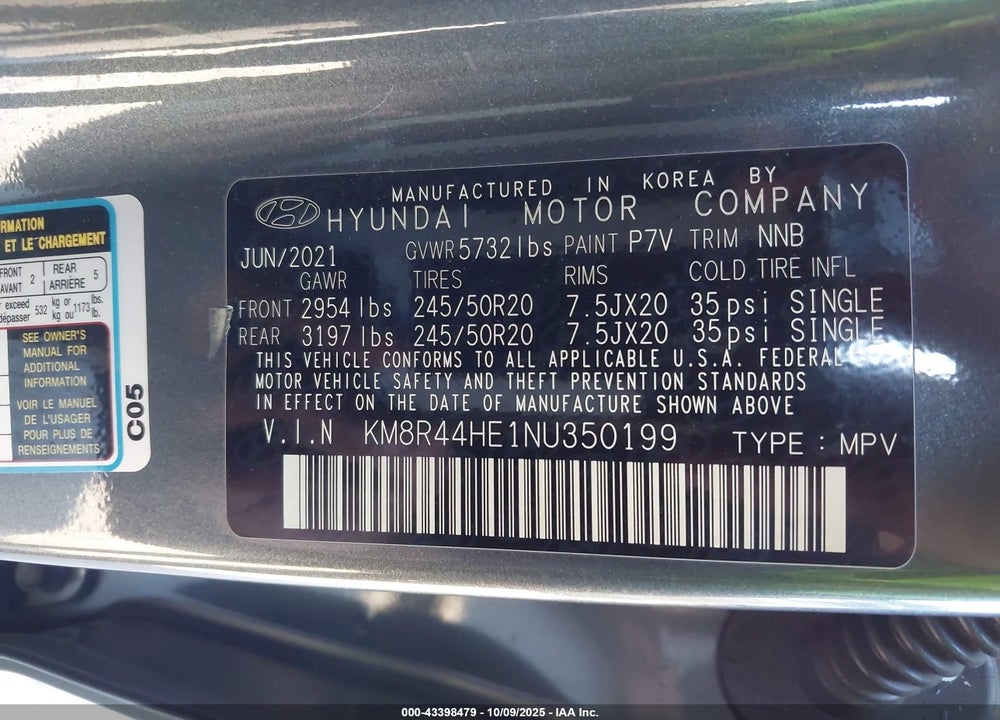 2022 HYUNDAI PALISADE SEL VIN: KM8R44HE1NU350199