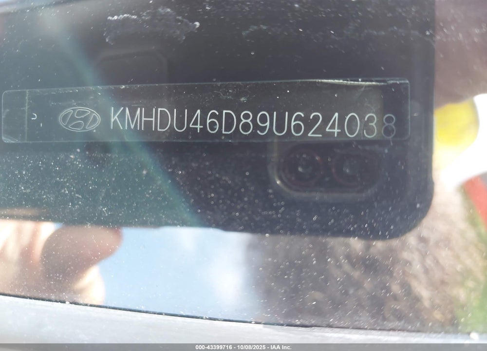 2009 HYUNDAI ELANTRA VIN: KMHDU46D89U624038