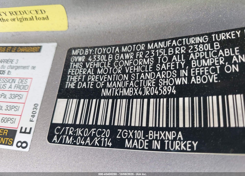 2018 TOYOTA C-HR XLE VIN: NMTKHMBX4JR045894