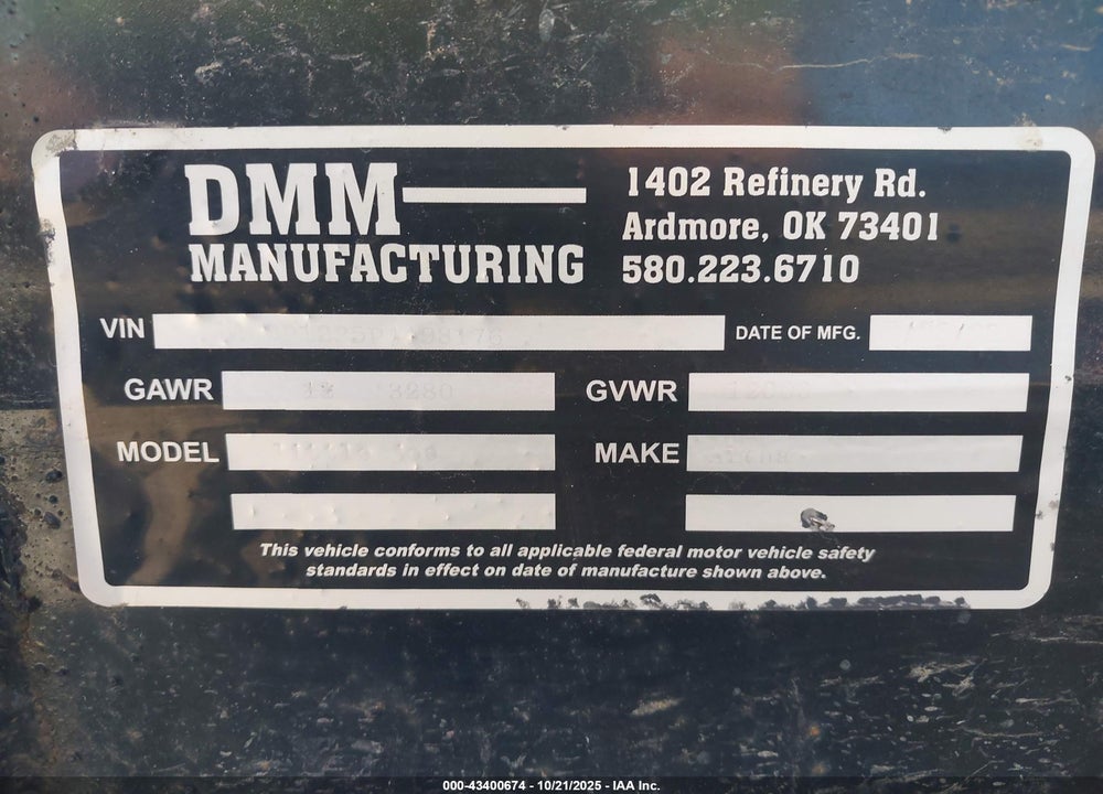 2023 TRAILER DMM 14' DUMP VIN: 1A9BP1225PA498176