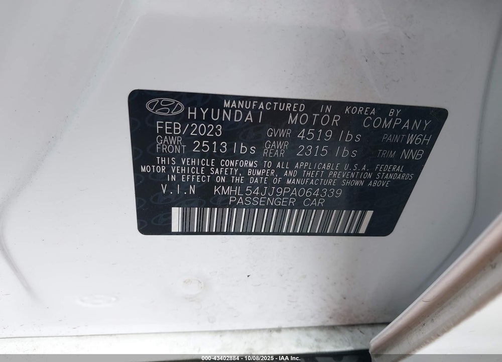 2023 HYUNDAI SONATA HYBRID LIMITED VIN: KMHL54JJ9PA064339