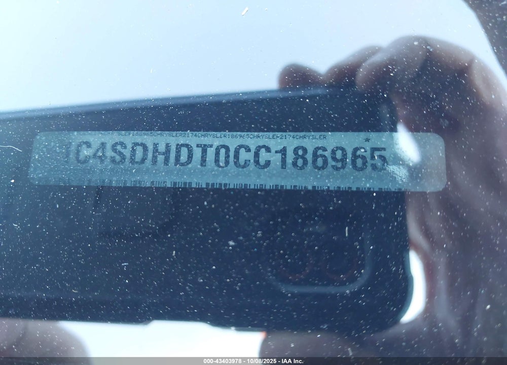 2012 DODGE DURANGO CREW VIN: 1C4SDHDT0CC186965