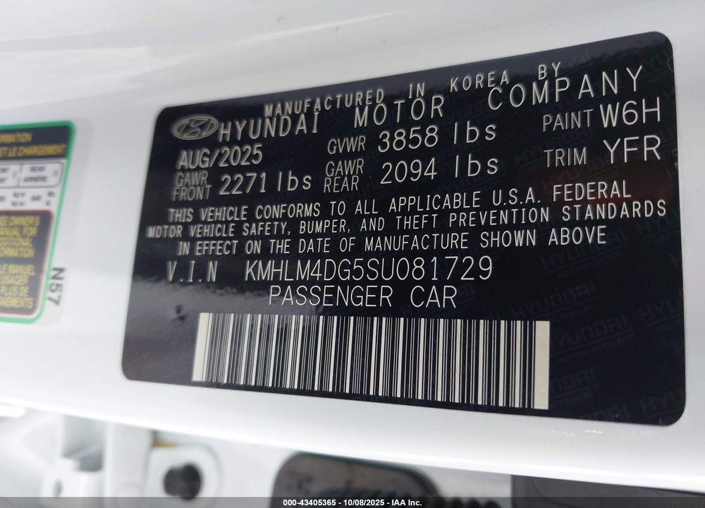 2025 HYUNDAI ELANTRA SEL SPORT VIN: KMHLM4DG5SU081729