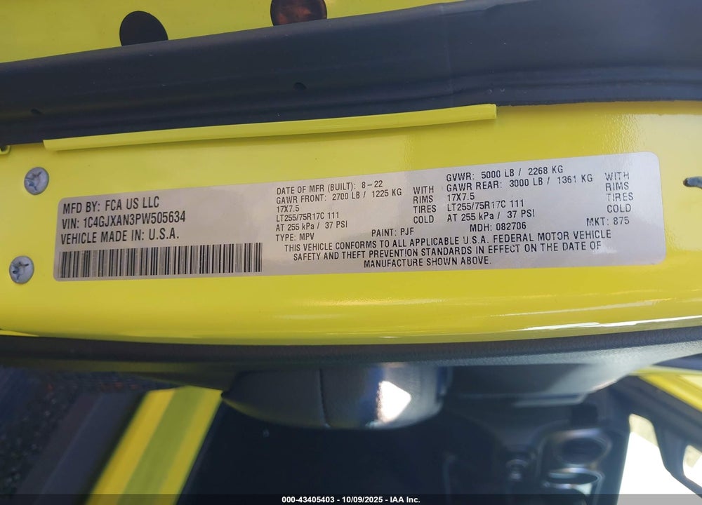 2023 JEEP WRANGLER / VIN: 1C4GJXAN3PW505634