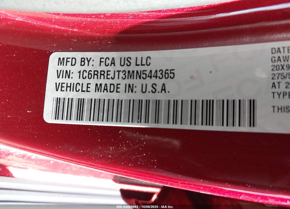 2021 RAM 1500 LAIE  4X2 5'7 BOX VIN: 1C6RREJT3MN544365
