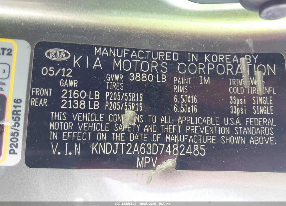 2013 KIA SOUL VIN: KNDJT2A63D7482485