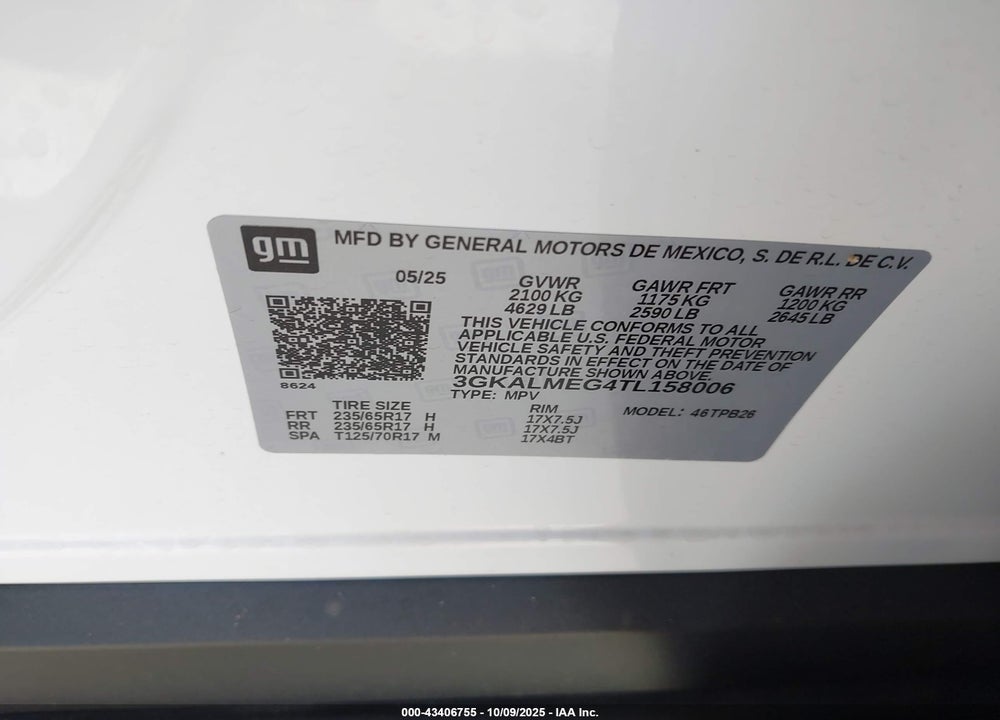 2026 GMC TERRAIN FWD ELEVATION VIN: 3GKALMEG4TL158006